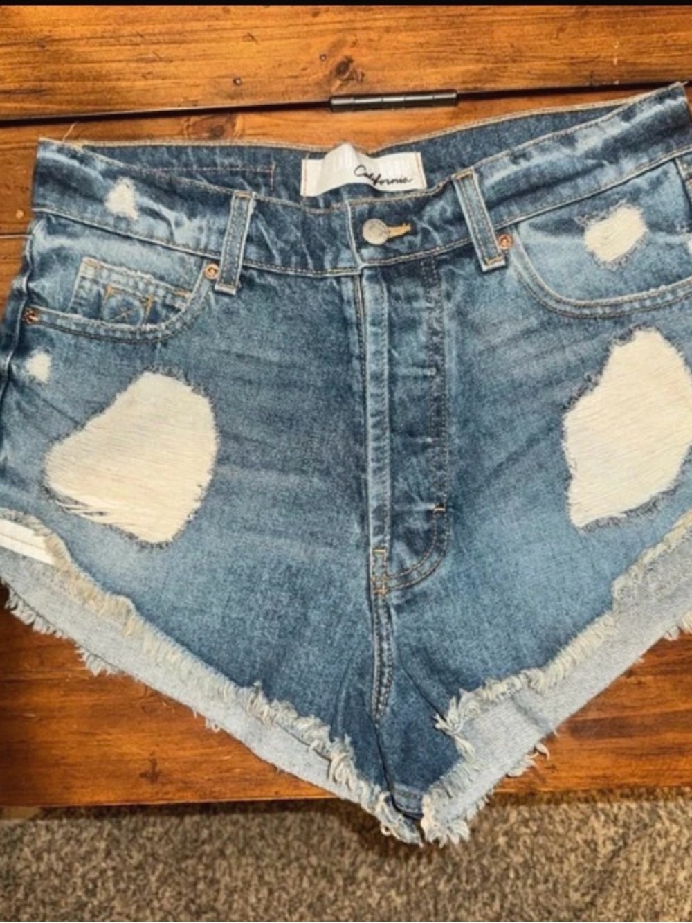 The Laundry Room Distressed Blue Denim Shorts